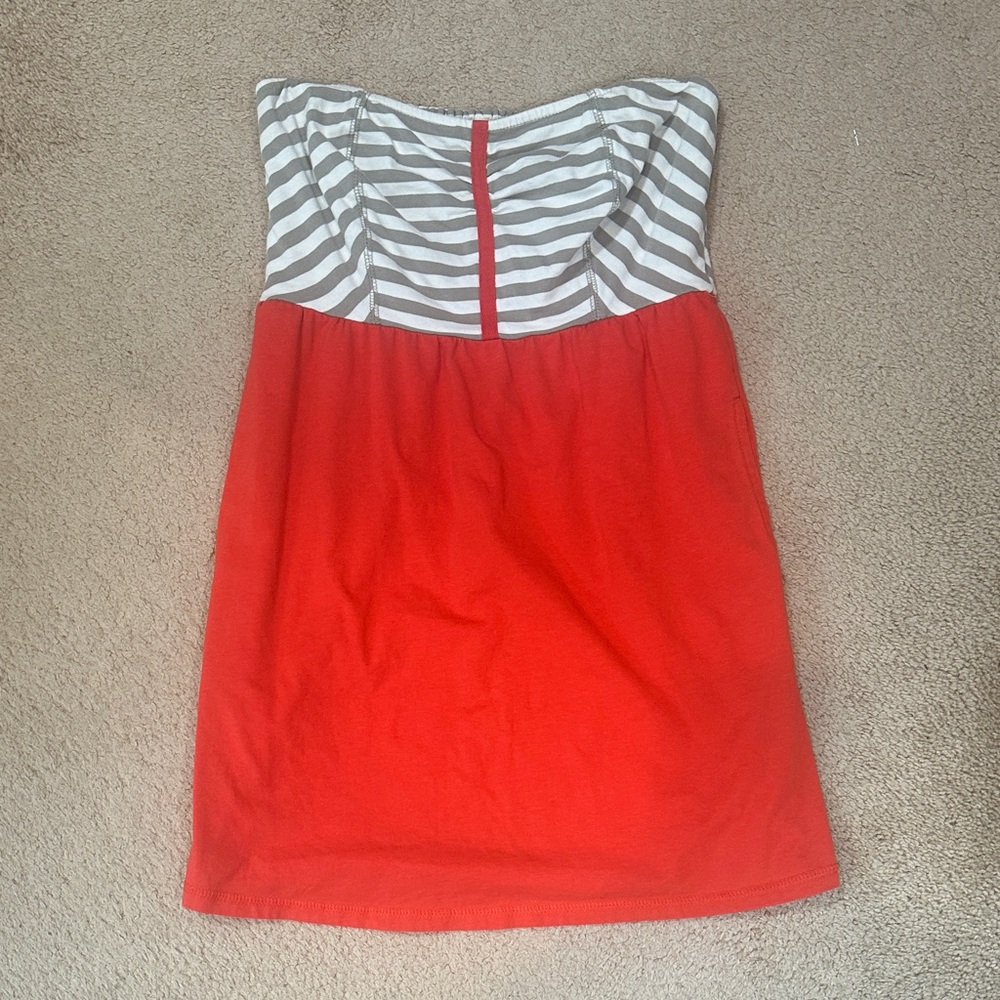 Rip Curl Red and Gray Strapless Top